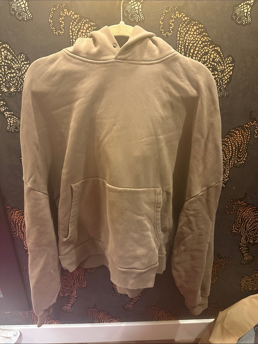Women's Beige Pullover rectangle Hoodie Sweatshirt unisex